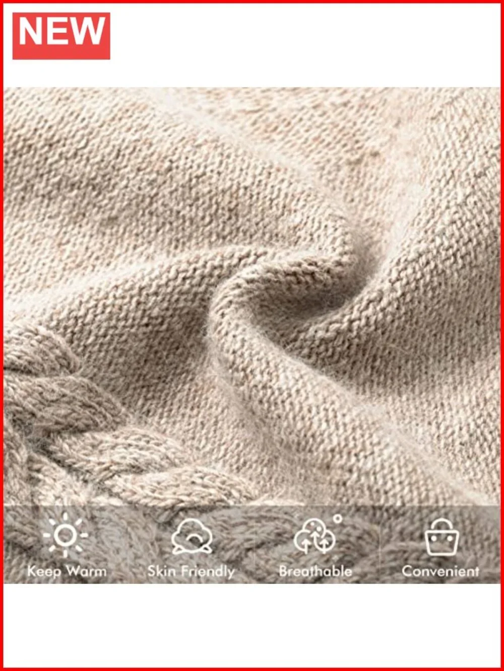 Cashmere Wool Slouchy Beanie Hat for Women W inter Warm Knit Ski Cap